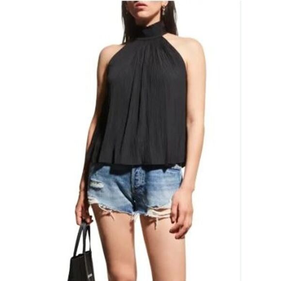 NWT 295 Ramy Brook Women's Arthur Pleated Mock Turtleneck Sleeveless Top M L - Picture 5 of 16